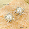 Stainless Steel Goldplated Square Geometric Minimalist Women's Earrings Inlaid With Pearls