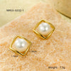 Stainless Steel Goldplated Square Geometric Minimalist Women's Earrings Inlaid With Pearls