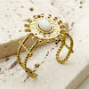 Stainless Steel Goldplated Sunflower Gem Inlay Geometric Design Women's Sweet Natural Fine Jewelry Ring