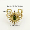 Stainless Steel Goldplated Sunflower Gem Inlay Geometric Design Women's Sweet Natural Fine Jewelry Ring