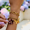 Stainless Steel Goldplated Women's Bracelet With Flower Animal Zodiac Pattern