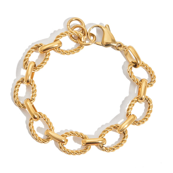 Stainless Steel Goldplated Women's Bracelet With Flower Animal Zodiac Pattern