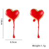 Stainless Steel Gothic Style Heartshaped Blood Dropping Oil Dropping Electroplated Earrings For Women