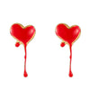 Stainless Steel Gothic Style Heartshaped Blood Dropping Oil Dropping Electroplated Earrings For Women