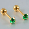 Stainless Steel Green Zircon Ear Studs And Ear Bone Nails With Gold Plating Geometric Style For Women