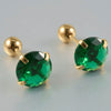 Stainless Steel Green Zircon Ear Studs And Ear Bone Nails With Gold Plating Geometric Style For Women