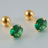 Stainless Steel Green Zircon Ear Studs And Ear Bone Nails With Gold Plating Geometric Style For Women