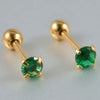 Stainless Steel Green Zircon Ear Studs And Ear Bone Nails With Gold Plating Geometric Style For Women