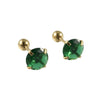Stainless Steel Green Zircon Ear Studs And Ear Bone Nails With Gold Plating Geometric Style For Women
