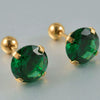 Stainless Steel Green Zircon Ear Studs And Ear Bone Nails With Gold Plating Geometric Style For Women