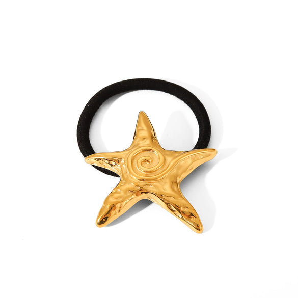 Stainless Steel Hair Accessories Hair Ring With Starfish And Fivepointed Star Pattern Electroplated