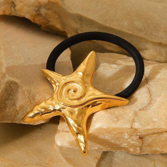 Stainless Steel Hair Accessories Hair Ring With Starfish And Fivepointed Star Pattern Electroplated