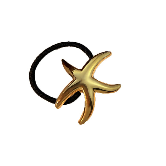 Stainless Steel Hair Ring Animal Starfish Ocean Style Electroplated Light Luxury Simple Highgrade Niche Metal Black Hair Accessories