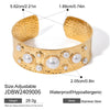Stainless Steel Hammer Bead Open Bracelet Geometric Style Electroplated Jewelry