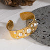 Stainless Steel Hammer Bead Open Bracelet Geometric Style Electroplated Jewelry