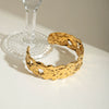 Stainless Steel Hammer Pattern Open Bracelet Electroplated Light Luxury Highend Geometric Style