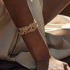 Stainless Steel Hammer Pattern Open Bracelet Electroplated Light Luxury Highend Geometric Style