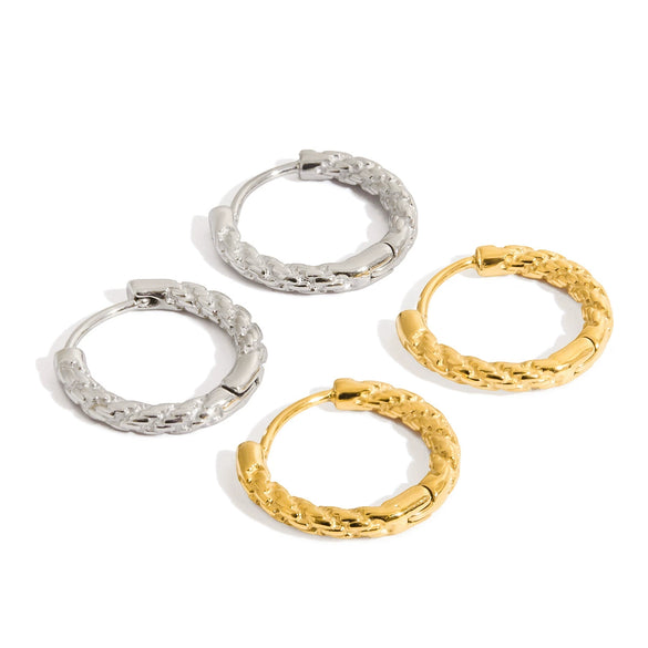 Stainless Steel Hammered Geometric Earrings For Women With Electroplating