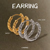 Stainless Steel Hammered Geometric Earrings For Women With Electroplating