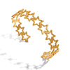 Stainless Steel Hammered Geometric Pattern Hollow Fivepointed Star Open Bracelet Jewelry For Women Electroplated