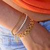 Stainless Steel Hammered Geometric Pattern Hollow Fivepointed Star Open Bracelet Jewelry For Women Electroplated