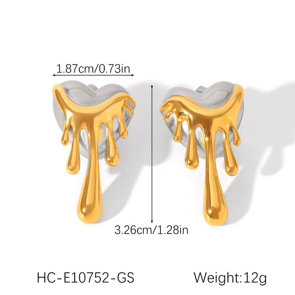 Stainless Steel Hammered Heartshaped Electroplated Earrings