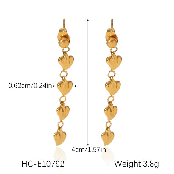 Stainless Steel Hammered Heartshaped Electroplated Earrings