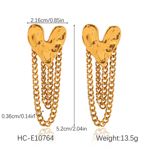 Stainless Steel Hammered Heartshaped Electroplated Earrings