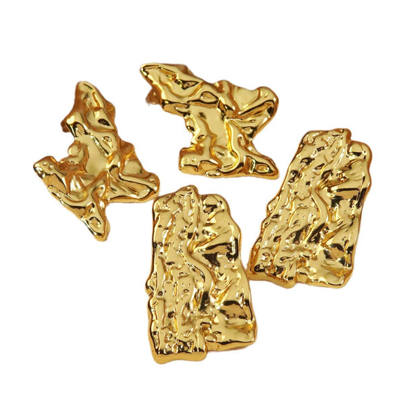 Stainless Steel Hammered Irregular Exaggerated Geometric Electroplated Women's Earrings