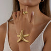 Stainless Steel Hammered Starfish Open Bracelet Electroplated Highend Jewelry