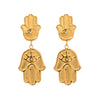 Stainless Steel Hand Shaped Devil Eye Geometric Design Electroplated Pendant Earrings Jewelry