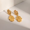 Stainless Steel Hand Shaped Devil Eye Geometric Design Electroplated Pendant Earrings Jewelry