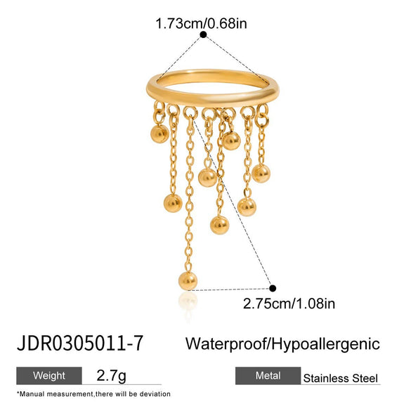 Stainless Steel Handmade Animal Zodiac Butterfly Tassel Ring For Women Electroplated Gold And Silver Color Matching