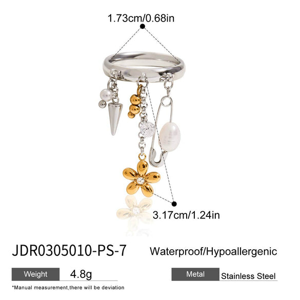 Stainless Steel Handmade Animal Zodiac Butterfly Tassel Ring For Women Electroplated Gold And Silver Color Matching