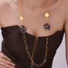 316L Stainless Steel Handmade Chain Snowflake Leopard Patterned Sweater Necklace Plated With Real Gold In Geometric Style For Women