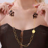316L Stainless Steel Handmade Chain Snowflake Leopard Patterned Sweater Necklace Plated With Real Gold In Geometric Style For Women