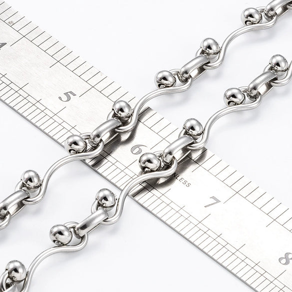 Stainless Steel Handmade Double Bead Chain Nonfading Necklace Bracelet With Electrolysis Brightening