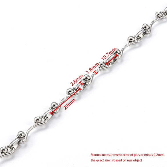 Stainless Steel Handmade Double Bead Chain Nonfading Necklace Bracelet With Electrolysis Brightening
