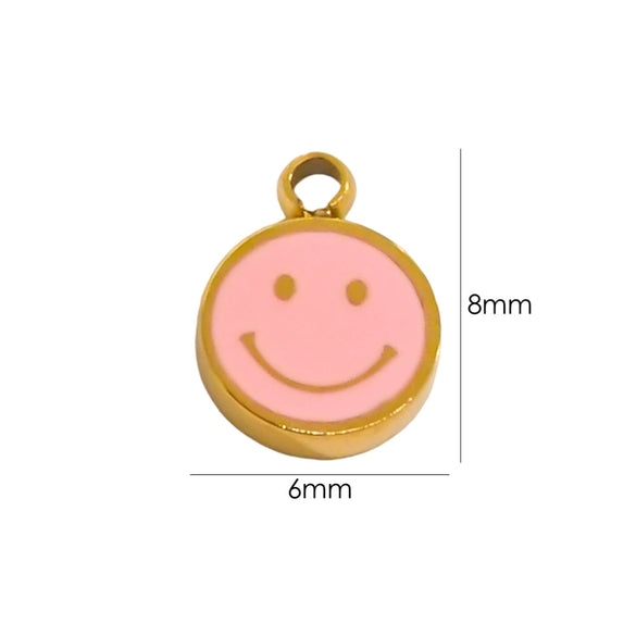 Stainless Steel Handmade Dripping Oil Smiley Small Pendant Accessories
