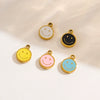 Stainless Steel Handmade Dripping Oil Smiley Small Pendant Accessories