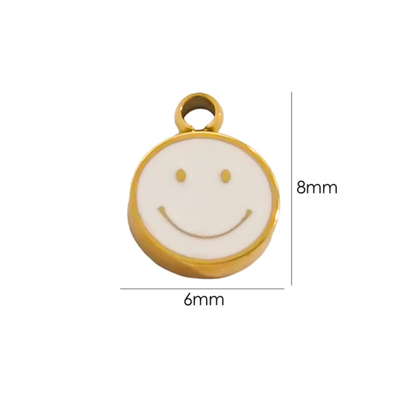 Stainless Steel Handmade Dripping Oil Smiley Small Pendant Accessories