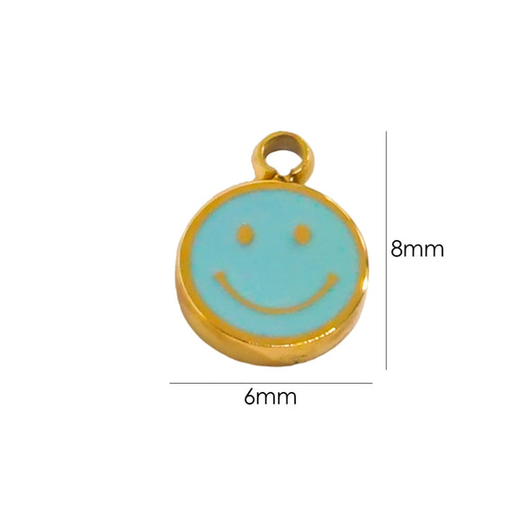 Stainless Steel Handmade Dripping Oil Smiley Small Pendant Accessories