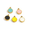 Stainless Steel Handmade Dripping Oil Smiley Small Pendant Accessories