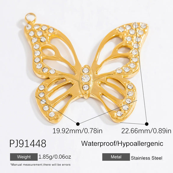 Stainless Steel Handmade Fashion Animal Butterfly Jewelry Electroplated Bracelet Necklace Earrings Pendant