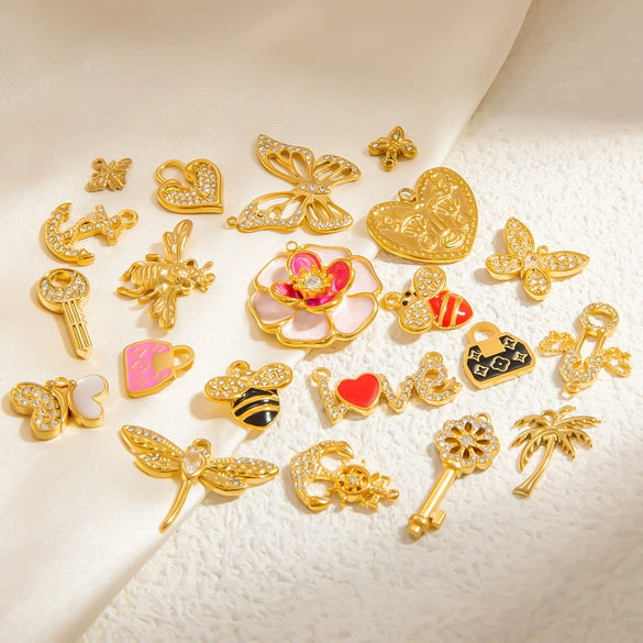 Stainless Steel Handmade Fashion Animal Butterfly Jewelry Electroplated Bracelet Necklace Earrings Pendant