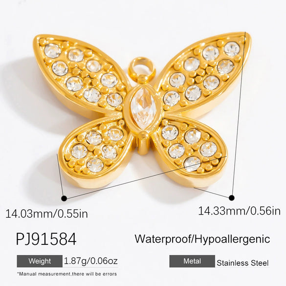 Stainless Steel Handmade Fashion Animal Butterfly Jewelry Electroplated Bracelet Necklace Earrings Pendant
