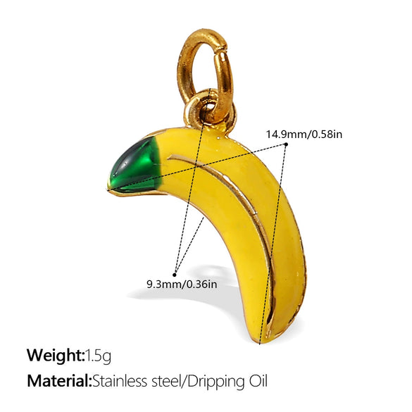 316L Stainless Steel Handmade Fruit Shaped Pendant Jewelry Strawberry Cherry Apple Electroplated Simple Style