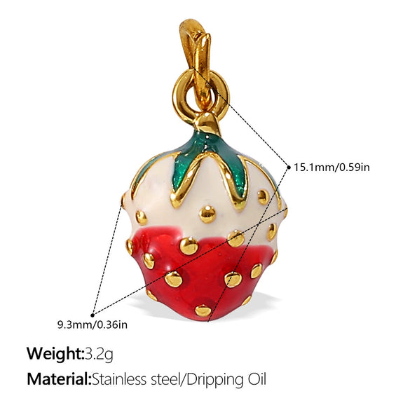 316L Stainless Steel Handmade Fruit Shaped Pendant Jewelry Strawberry Cherry Apple Electroplated Simple Style