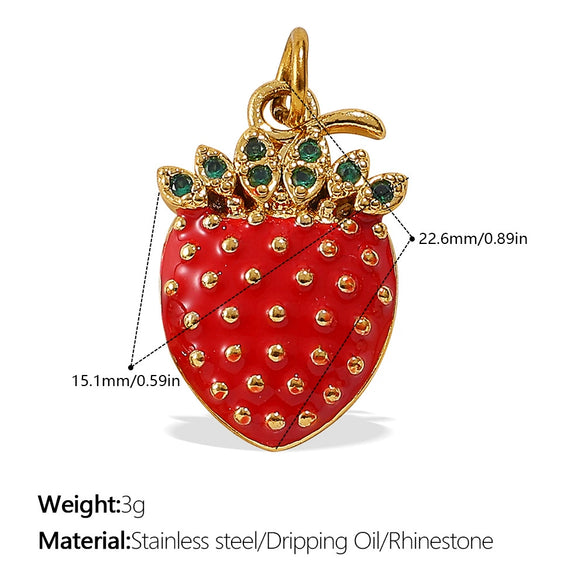 316L Stainless Steel Handmade Fruit Shaped Pendant Jewelry Strawberry Cherry Apple Electroplated Simple Style