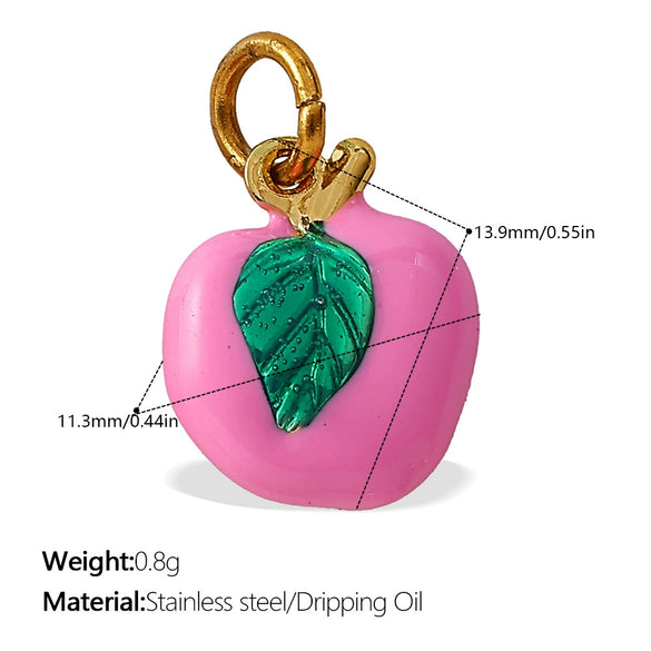 316L Stainless Steel Handmade Fruit Shaped Pendant Jewelry Strawberry Cherry Apple Electroplated Simple Style